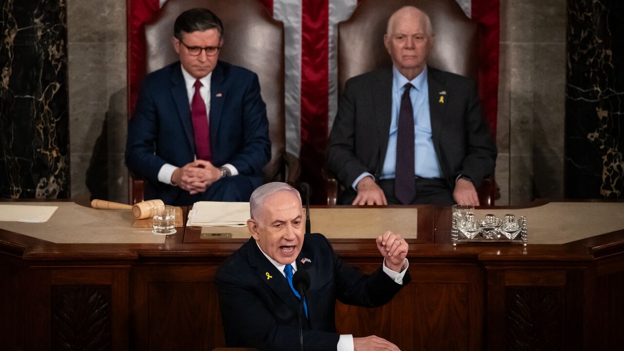 Israeli Prime Minister Benjamin Netanyahu delivers a controversial address to a joint session of Congress in Washington, on July 24, 2024.