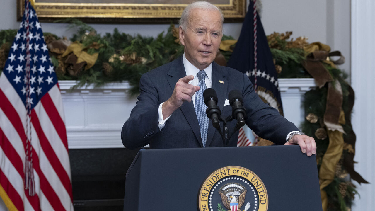 US President Joe Biden speaks about the situation in Syria in the Roosevelt Room at the White House in Washington, DC, on Dec. 8, 2024 following a crisis meeting to discuss the sudden overthrow by Islamist-led rebels of President Bashar al-Assad. 