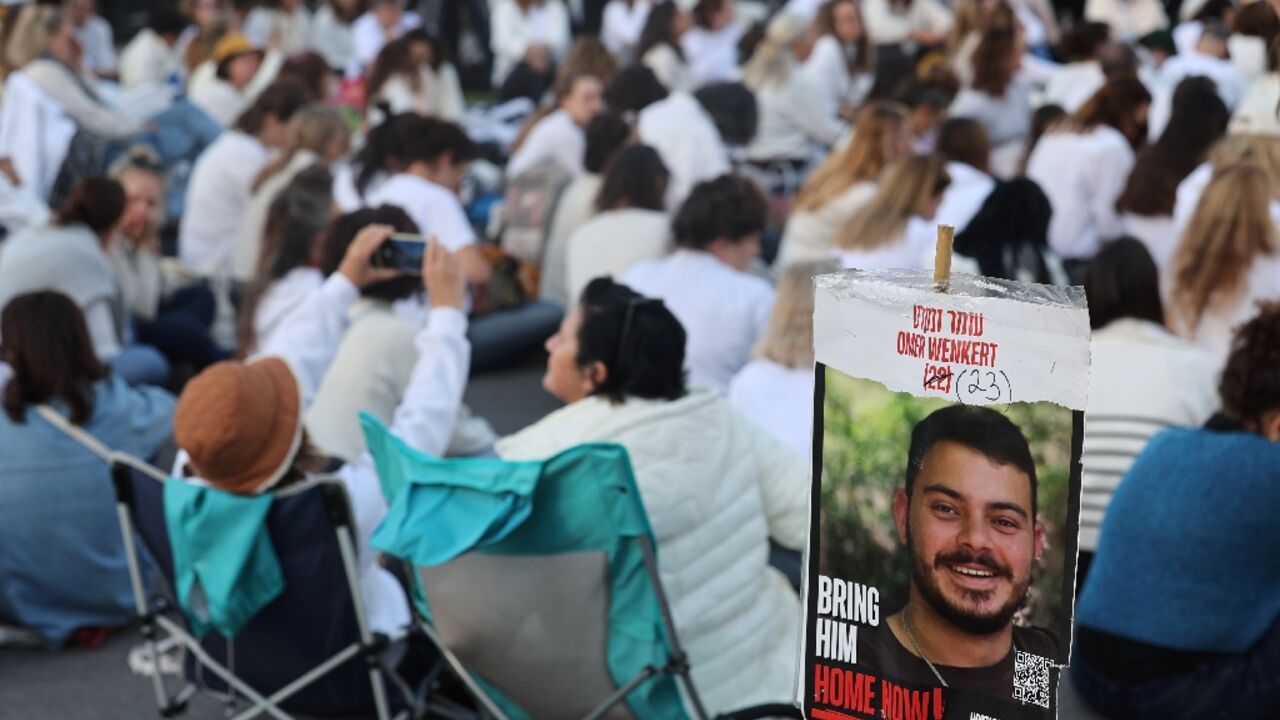 Israelis attend a sit-in in Tel Aviv demanding an immediate hostage release deal