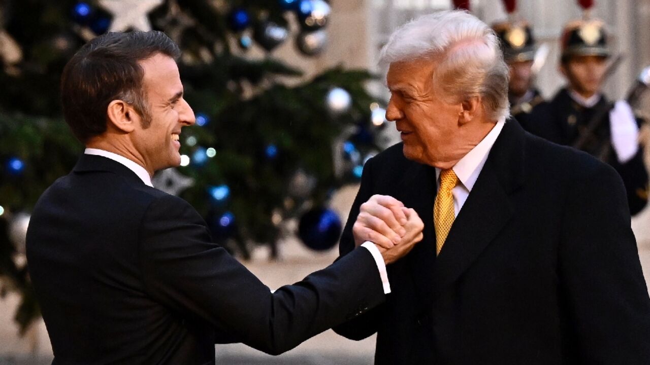 US President-elect Donald Trump, seen here greeting French President Emmanuel Macron in Paris, is already setting out his foreign policy priorities