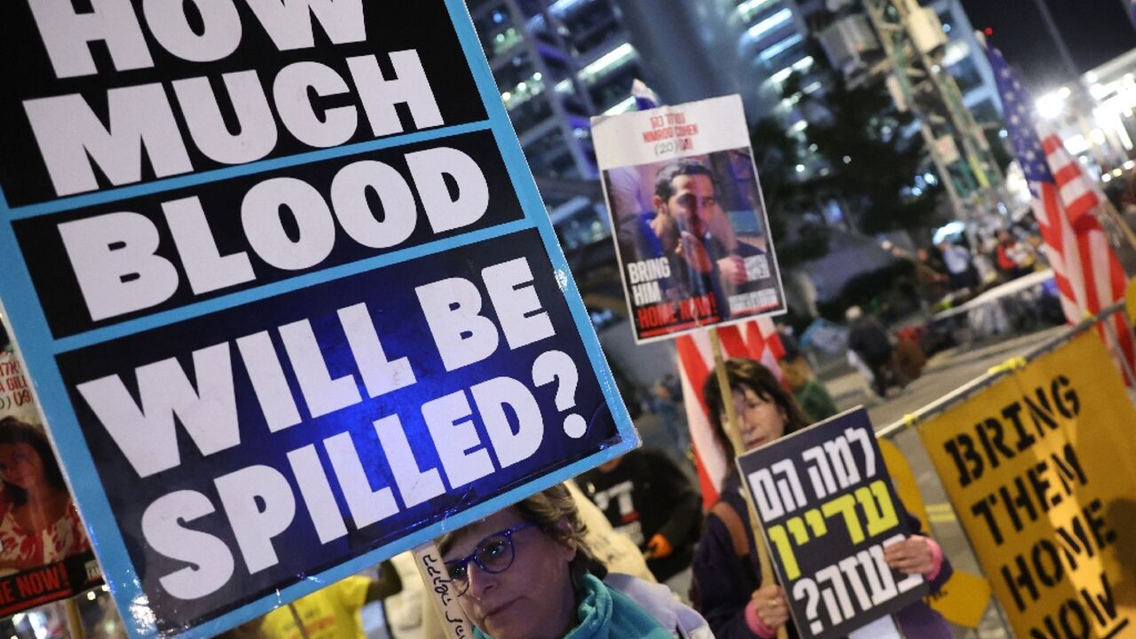 Demonstrators in Tel Aviv call for action to secure the release of Israeli hostages in Gaza