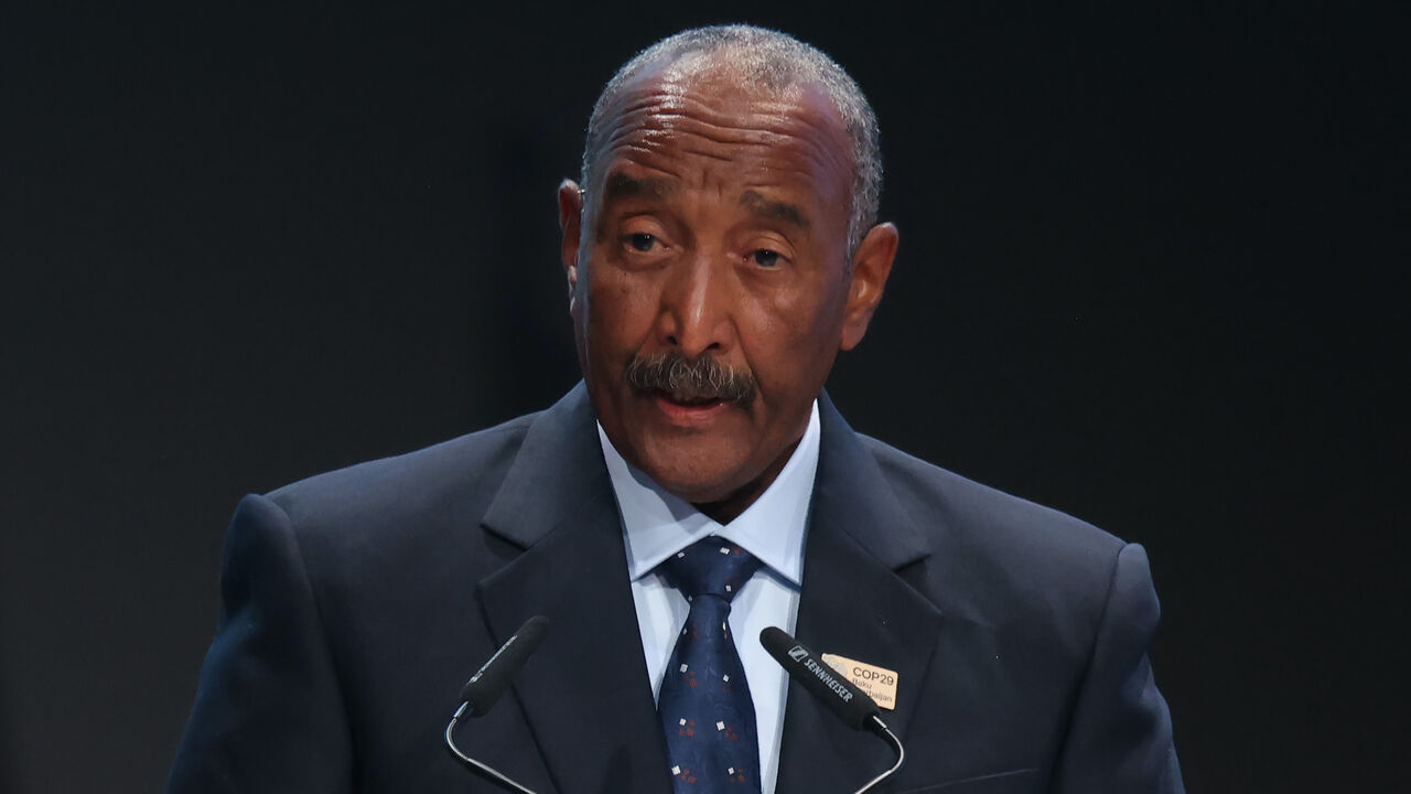 Abdel Fattah Al-Burhan, president of Sudan, delivers a national statement during the high level segment on day two of the UNFCCC COP29 Climate Conference at Baku Stadium on Nov. 12, 2024 in Baku, Azerbaijan. 