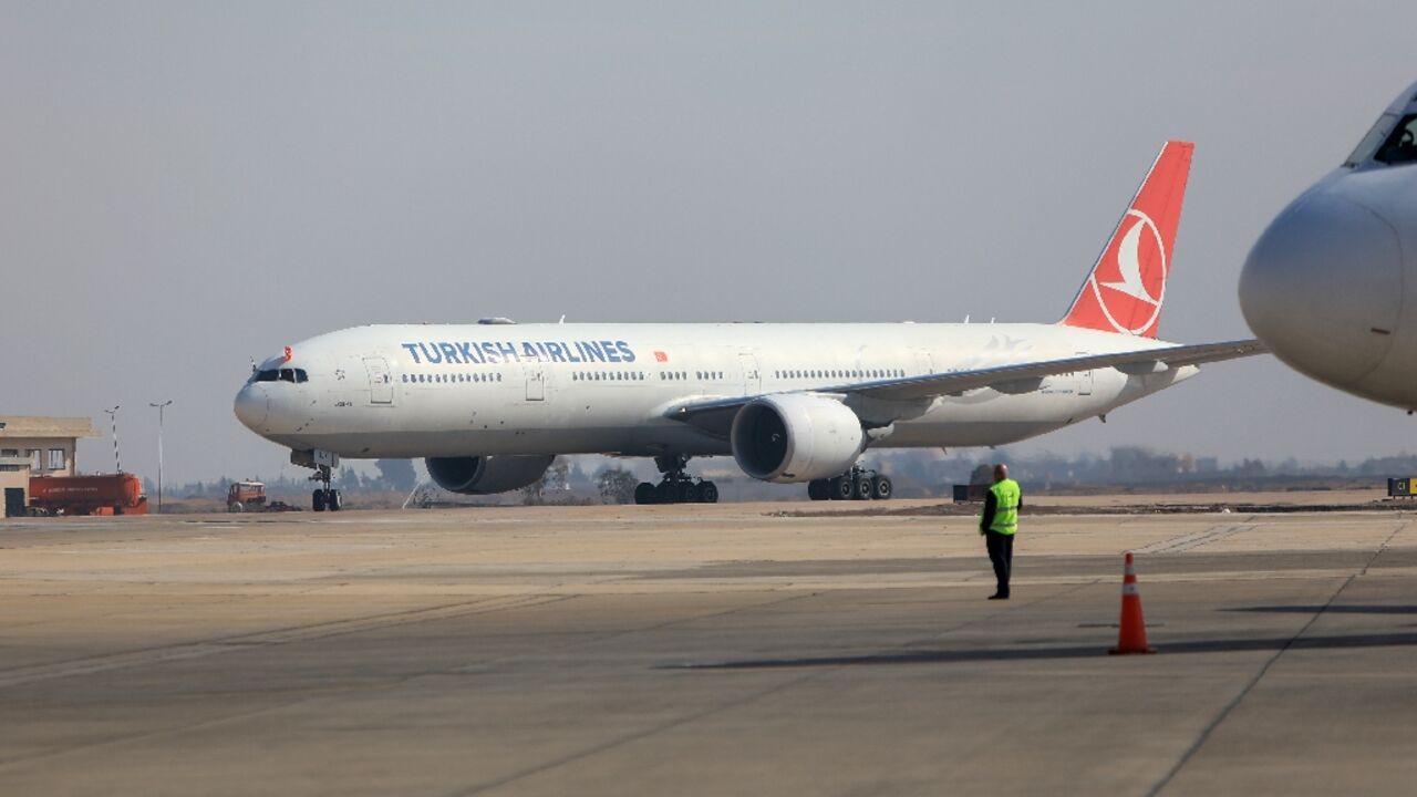 The first Turkish Airlines flight in 13 years lands in the the Syrian capital Damascus on Thursday. The first Turkish Airlines flight in 13 years lands in the the Syrian capital Damascus on Thursday.