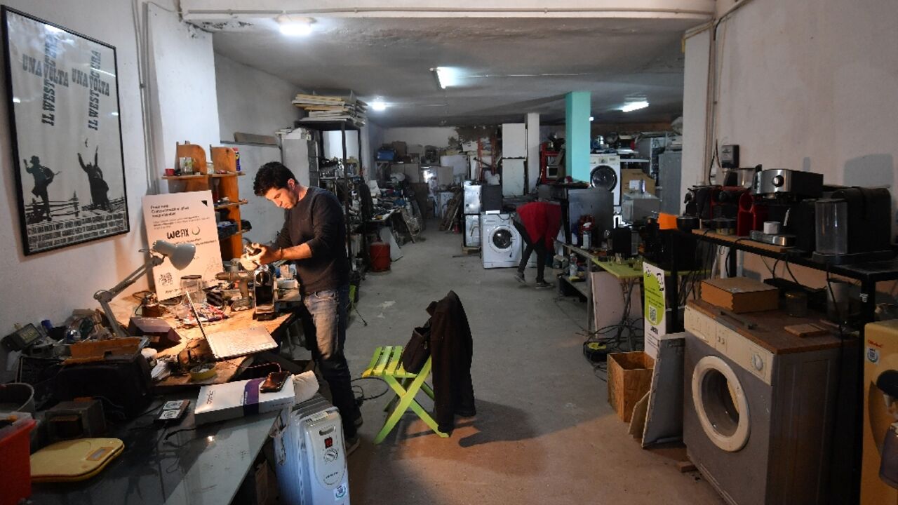 Sabri Cheriha, a Tunisian engineer turned social entrepreneur, works at the depot that hosts Wefix Sabri Cheriha, a Tunisian engineer turned social entrepreneur, works at the depot that hosts Wefix