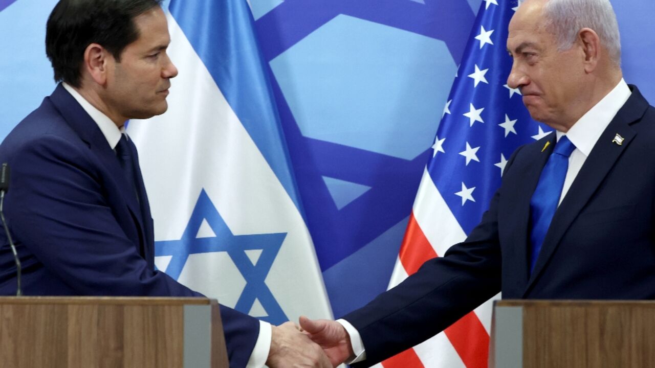 US Secretary of State Marco Rubio (L) and Israeli leader Benjamin Netanyahu said Hamas cannot continue as a military or political force in Gaza