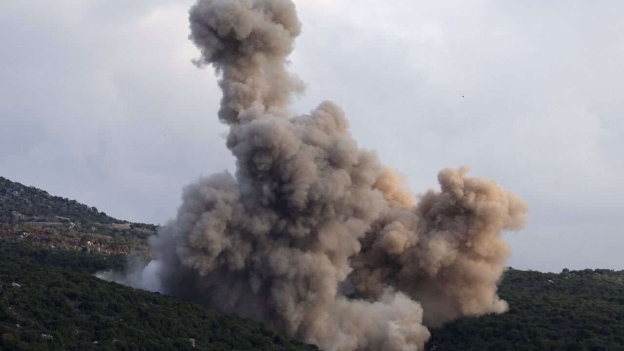 Smoke rises after an explosion during an Israeli army operation in the southern Lebanese village of Kfar Hamam