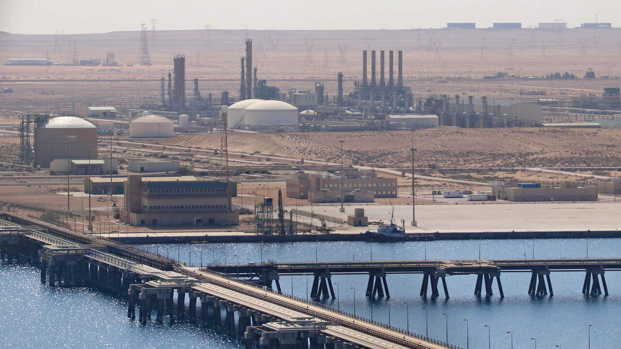 The Brega oil port is seen in Marsa Brega, some 270 kilometers (168 miles) west of the eastern city of Benghazi, Libya, Sept. 24, 2020.