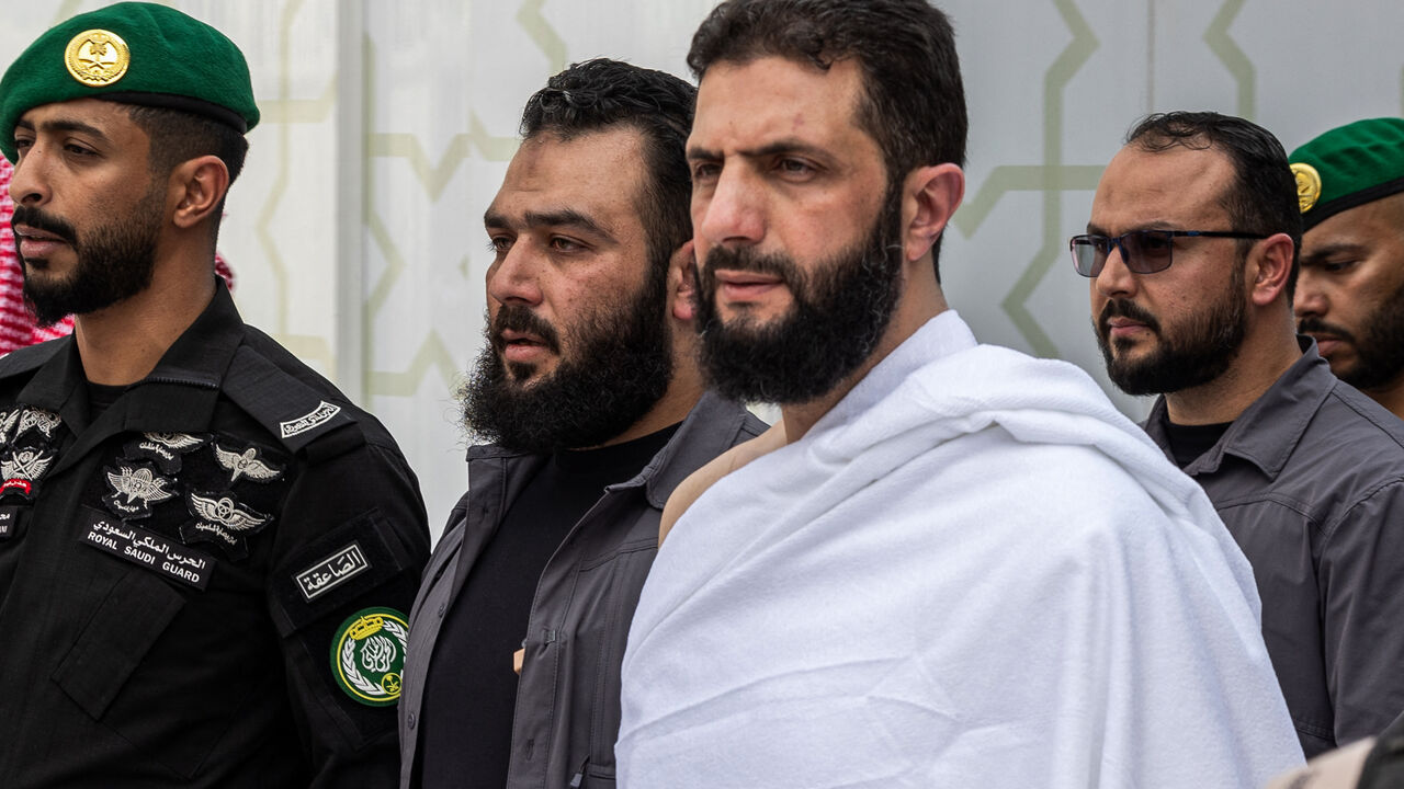 TOPSHOT - Syria's interim president Ahmed al-Sharaa performs the Umrah, or the minor pilgrimage, in Islam's holiest city of Mecca in western Saudi Arabia on February 3, 2025. (Photo by AFP) (Photo by -/AFP via Getty Images)