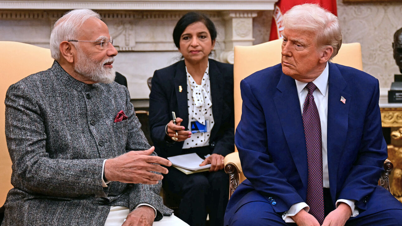 US President Donald Trump meets with Indian Prime Minister Narendra Modi in the Oval Office of the White House in Washington, DC, on Feb. 13, 2025. 