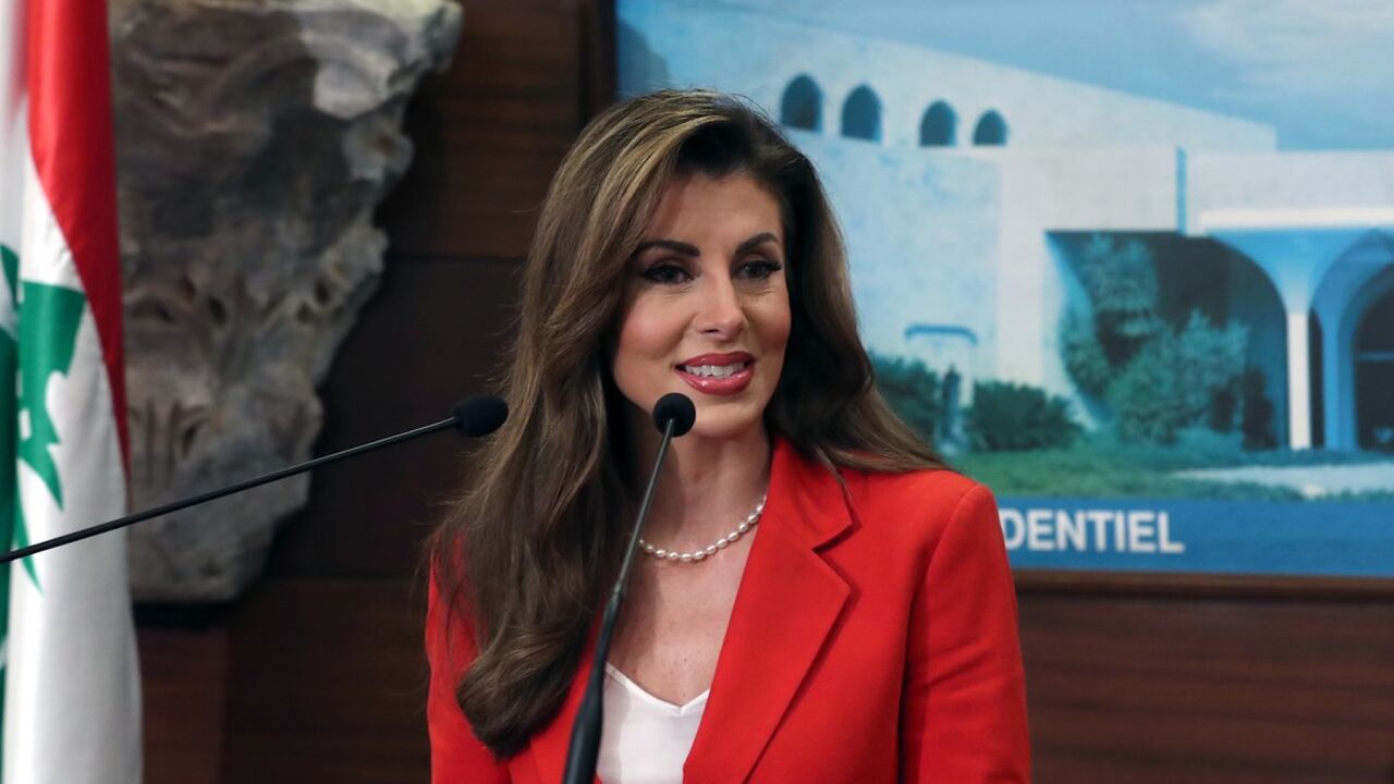 US deputy Middle East envoy Morgan Ortagus speaks at Baabda Palace, Beirut, Feb. 7. 