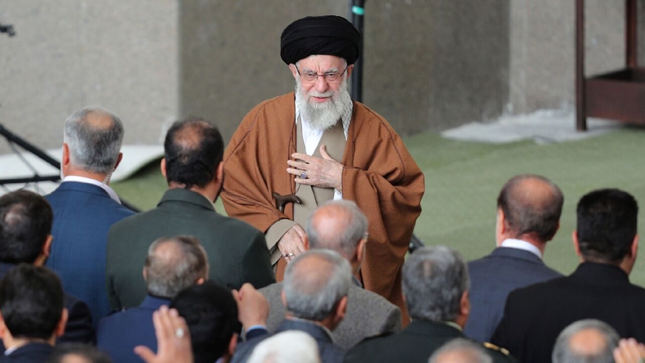 A handout picture shows Iran's supreme leader Ayatollah Ali Khamenei ahead of Eid al-Fitr prayer in Tehran A handout picture shows Iran's supreme leader Ayatollah Ali Khamenei ahead of Eid al-Fitr prayer in Tehran