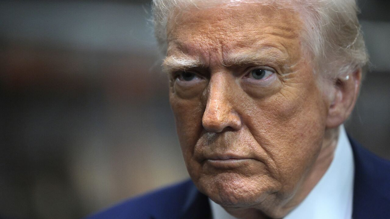 US President Donald Trump speaks to the media during a guided tour of the John F. Kennedy Center for the Performing Arts before leading a board meeting, on March 17, 2025, in Washington.