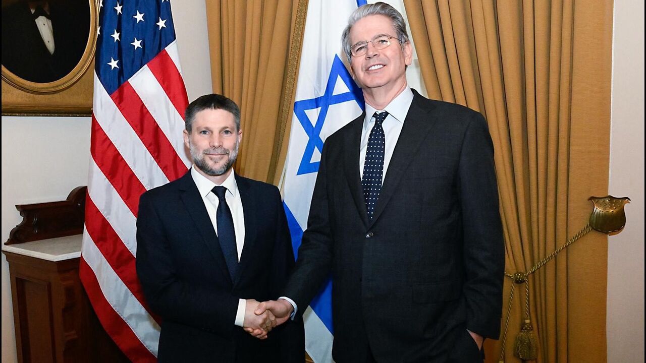 Israeli Finance Minister Bezalel Smotrich meets with US Treasury Secretary Scott Bessent in Washington on March 5, 2025.