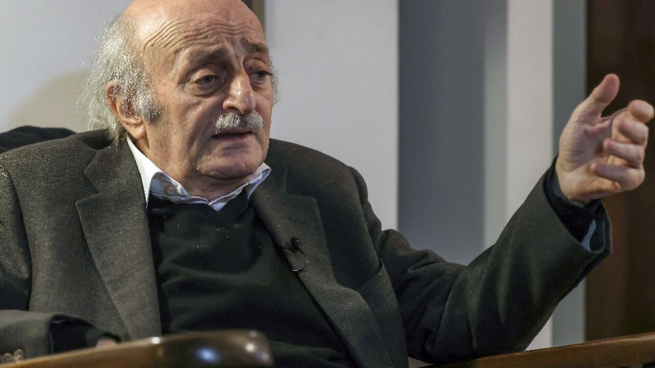 Lebanese Druze leader Walid Jumblatt speaks during an interview with AFP at his residence in Beirut on Wednesday. Lebanese Druze leader Walid Jumblatt speaks during an interview with AFP at his residence in Beirut on Wednesday.