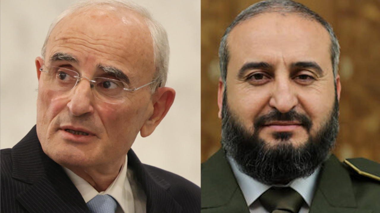 A composite image shows Lebanese Minister of Defense Michel Menassa (L) and Syrian Minister of Defense Murhaf Abu Qasra.