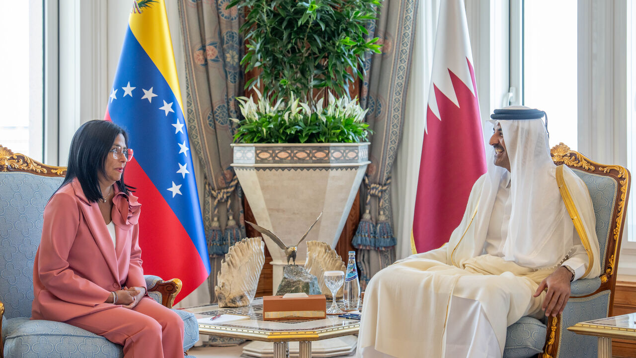 Qatari Emir Sheikh Tamim bin Hamad Al-Thani met Venezuelan Vice President Delcy Rodriguez at the Amiri Diwan office in Doha on April 29, 2025.