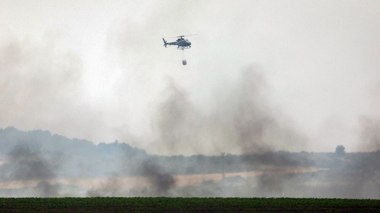 A helicopter is deployed in the firefight near the central Israeli town of Bet Shemesh A helicopter is deployed in the firefight near the central Israeli town of Bet Shemesh