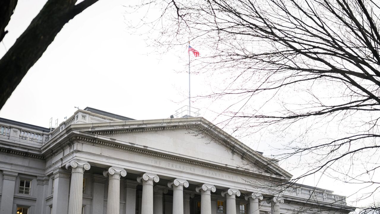 A February 6, 2025 photo shows the US Treasury in Washington, DC. Opponents to US President Donald Trump say he allowed Elon Musk -- the world's richest man and a major government contractor -- to break the law by accessing US Treasury payment systems that send out trillions of dollars and hold a welter of sensitive personal data. (Photo by Mandel NGAN / AFP) (Photo by MANDEL NGAN/AFP via Getty Images)