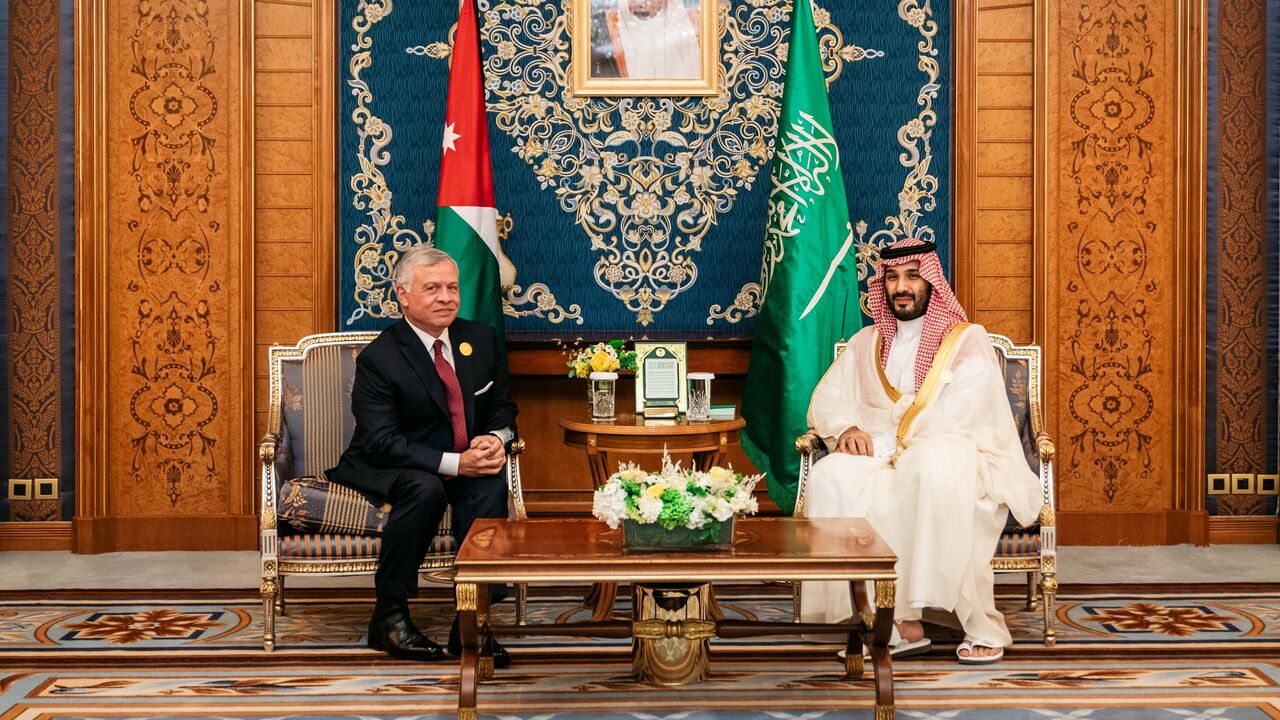 Jordanian King Abdullah II meets with Saudi Crown Prince Mohammed bin Salman.
