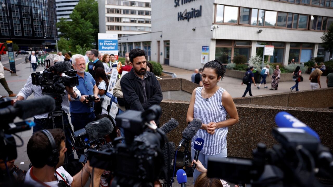Sanaa Seif, sister of jailed activist Alaa Abdel Fattah, speaking to reporters outisde the London hospital where her mother was admitted amid her hunger strike Sanaa Seif, sister of jailed activist Alaa Abdel Fattah, speaking to reporters outisde the London hospital where her mother was admitted amid her hunger strike