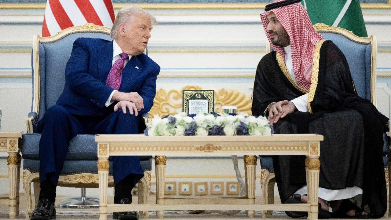 US President Donald Trump and the kingdom's Crown Prince Mohammed Bin Salman talk before a coffee ceremony at the Royal Court in Riyadh US President Donald Trump and the kingdom's Crown Prince Mohammed Bin Salman talk before a coffee ceremony at the Royal Court in Riyadh