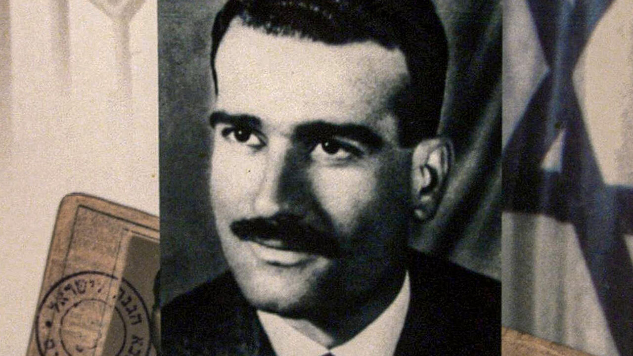 This picture taken on Jan. 25, 2000, shows a close-up of a postage stamp commemorating Israeli spy Eli Cohen, who was executed by Syria in Damascus in 1965.