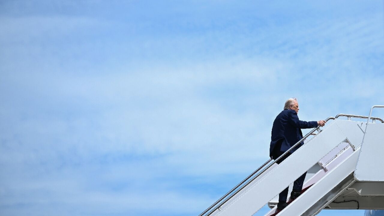 US President Donald Trump boards Air Force One at Joint Base Andrews in Maryland on May 12, 2025 US President Donald Trump boards Air Force One at Joint Base Andrews in Maryland on May 12, 2025