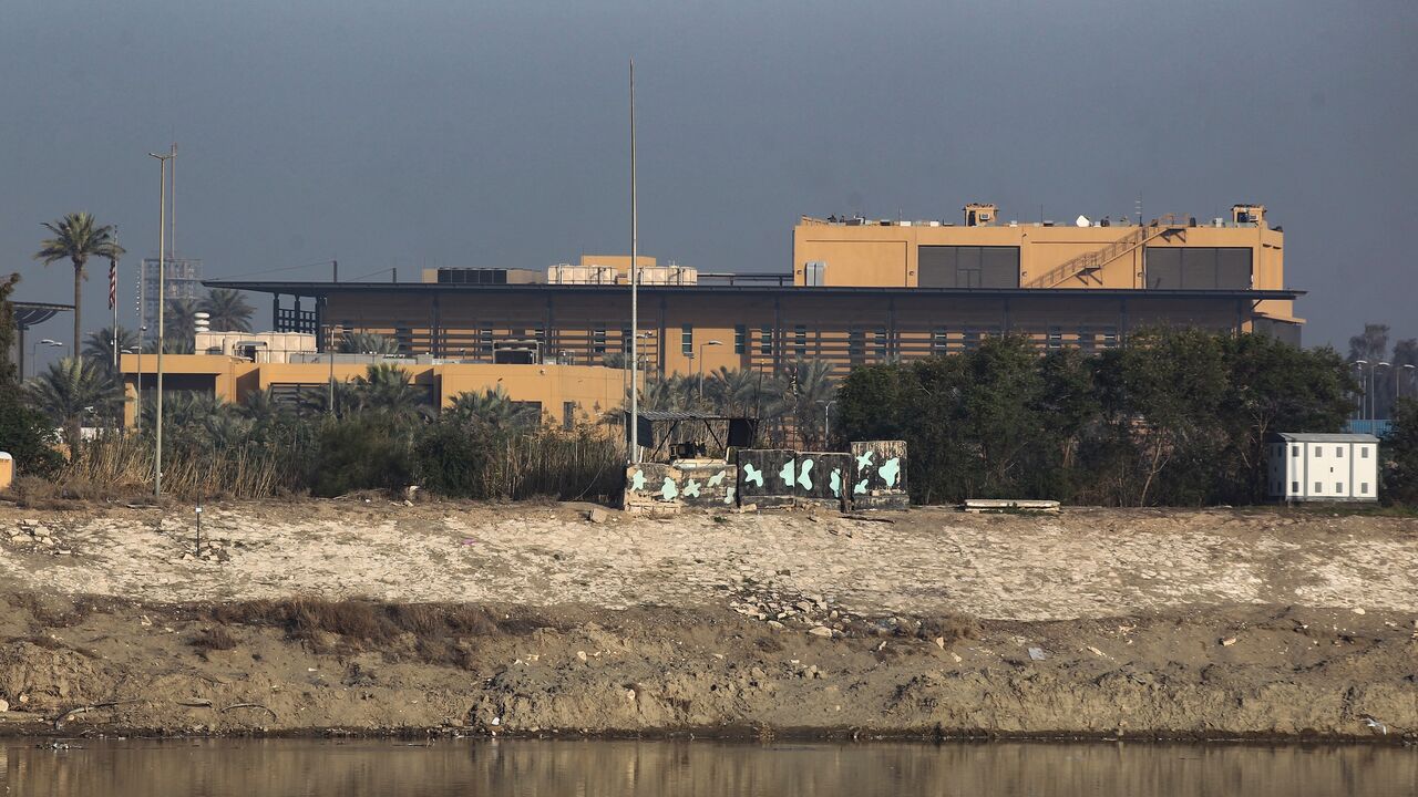 A general view shows the US Embassy across the Tigris river in Iraq's capital, Baghdad, on Jan. 3, 2020.