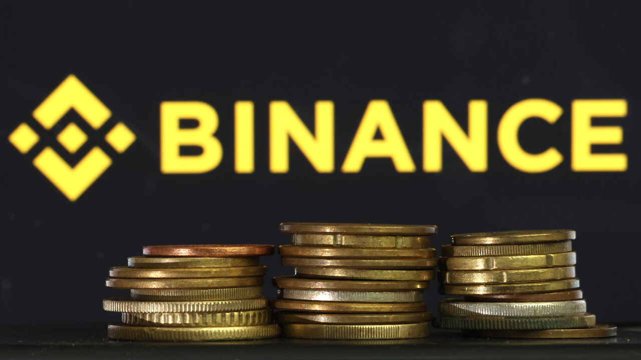 The Binance logo is displayed on a screen, San Anselmo, California, June 6, 2023.