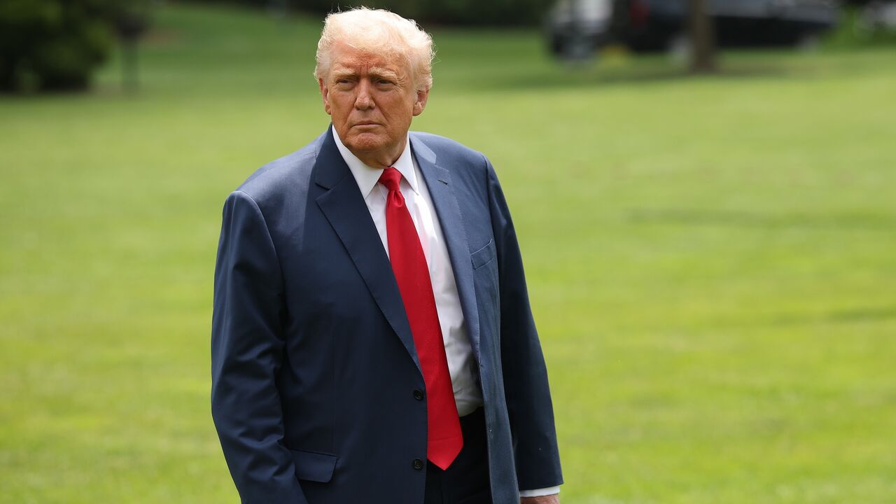 US President Donald Trump returns to the White House on June 9, 2025, in Washington.