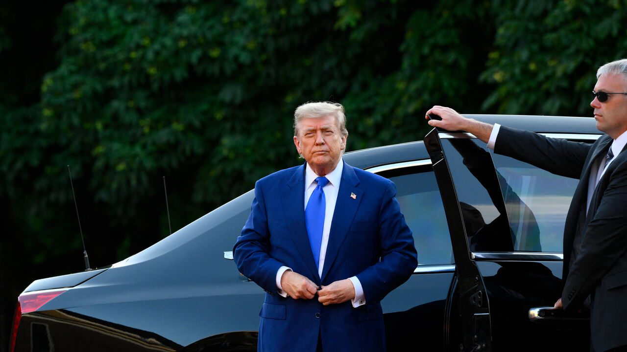 US President Donald Trump arrives for a social dinner at the 'Huis ten Bosch' Royal Palace during a North Atlantic Treaty Organization (NATO) Heads of State and Government summit in The Hague, on June 24, 2025. NATO leaders hold a two-day summit on June 24 and 25 in The Hague. (Photo by JOHN THYS / AFP) (Photo by JOHN THYS/AFP via Getty Images)