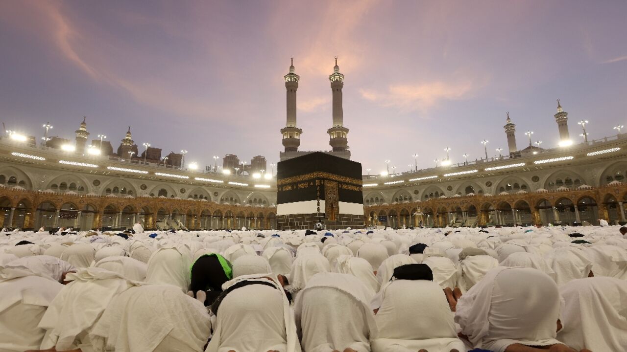 Muslim worshippers pray around the Kaaba, Islam's holiest shrine, at the Grand Mosque complex in the Saudi city of Mecca Muslim worshippers pray around the Kaaba, Islam's holiest shrine, at the Grand Mosque complex in the Saudi city of Mecca