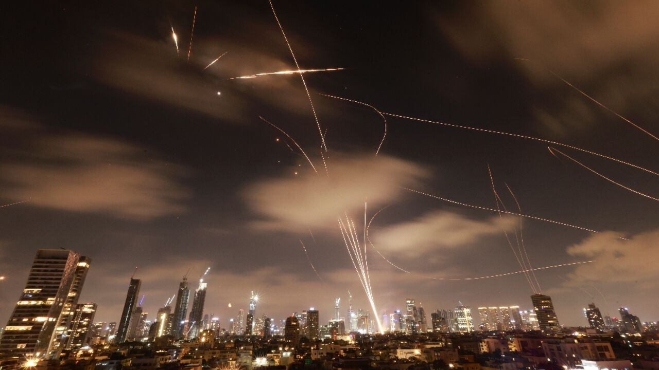 Israeli air defences intercept Iranian missiles over Tel Aviv Israeli air defences intercept Iranian missiles over Tel Aviv