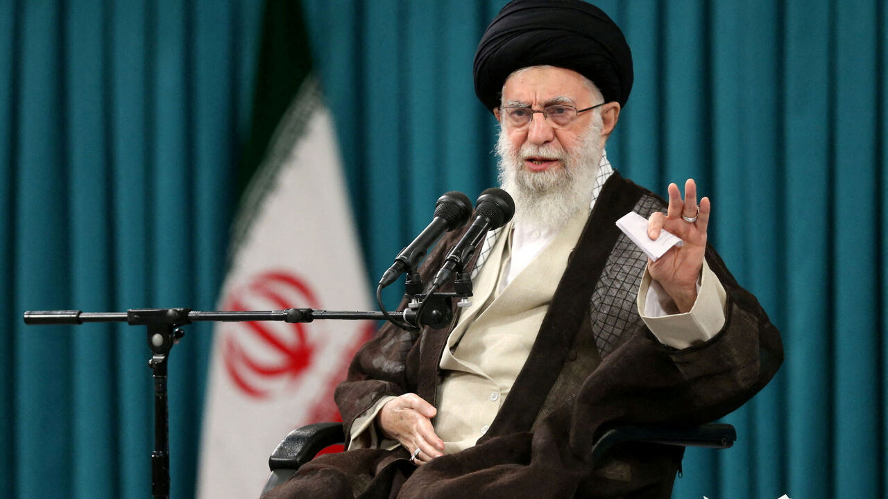 FILE PHOTO: Iran's Supreme Leader Ayatollah Ali Khamenei speaks during a meeting with a group of students in Tehran, Iran November 2, 2022. Office of the Iranian Supreme Leader/WANA (West Asia News Agency)/Handout via REUTERS/File Photo