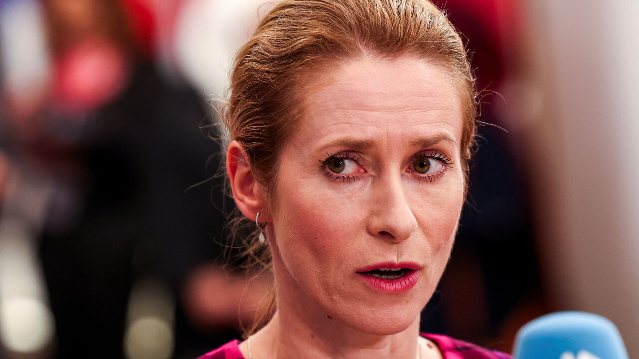 FILE PHOTO: European Union High Representative for Foreign Affairs and Security Policy Kaja Kallas speaks to the media as she arrives at the 5th EU-Southern Neighbourhood Ministerial meeting in Brussels, Belgium, July 14, 2025. REUTERS/Yves Herman/File Photo