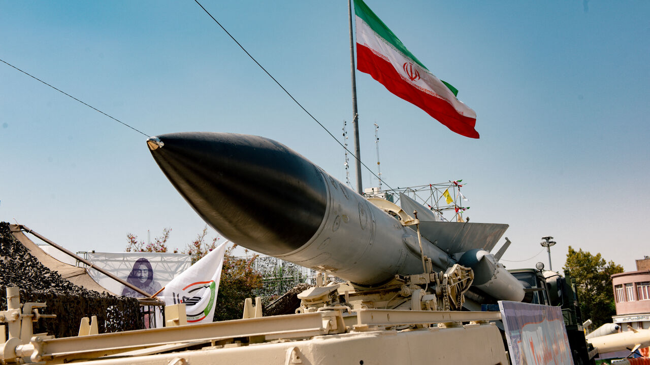 A S-200 surface-to-air missile system is on display as heavy weaponry, including ballistic missiles, air defense systems and unmanned aerial vehicles, are showcased during an exhibition that marks the 44th anniversary of the 8-year war with Iraq, known as the "Holy Defense Week", in Baharestan Square in Tehran, Iran on Sept. 26, 2024.