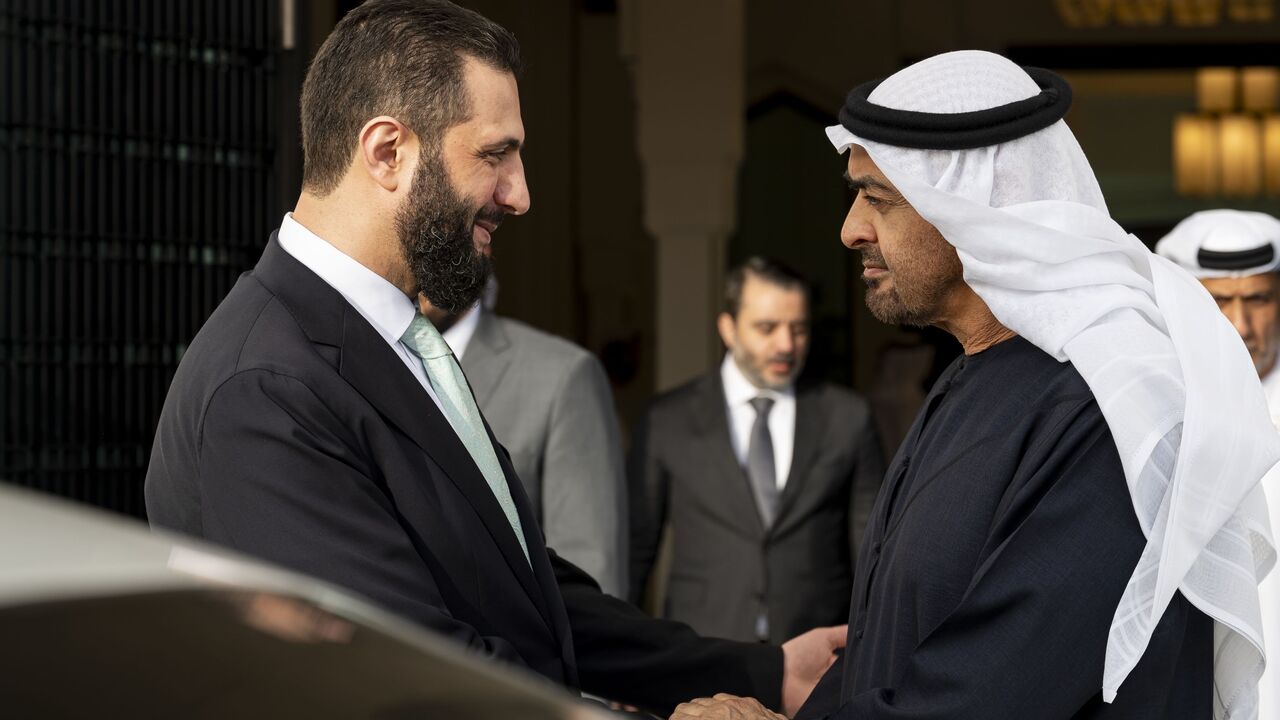 UAE President His Highness Sheikh Mohamed bin Zayed Al Nahyan today received His Excellency Ahmad Al-Sharaa, President of the Syrian Arab Republic, who is on a working visit to the country.