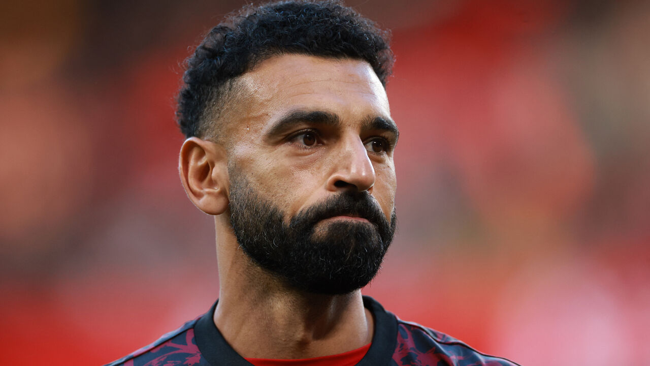 FILE PHOTO: Soccer Football - Friendly - Liverpool v Athletic Bilbao - Anfield, Liverpool, Britain - August 4, 2025 Liverpool's Mohamed Salah during the warm up before the match REUTERS/Phil Noble/File Photo