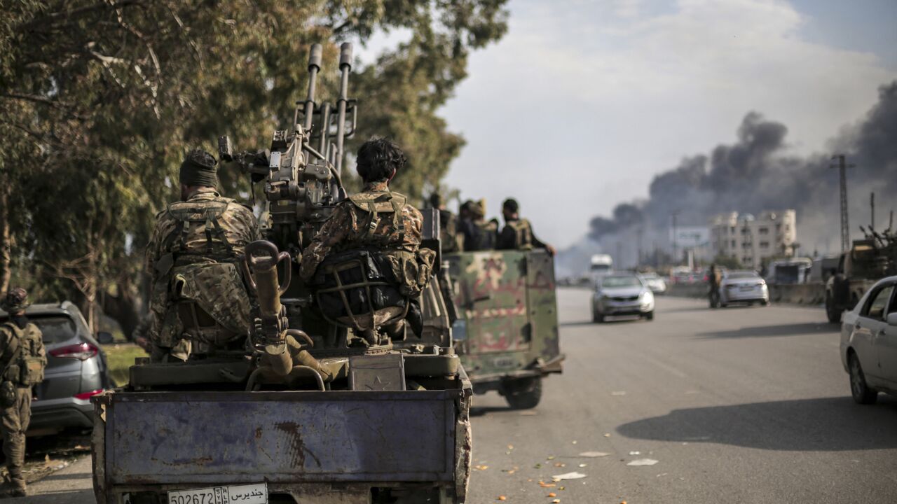 The new Syrian government's army fights the remaining elements of the Assad's regime on the Syrian coast near Latakia, Syria, on March 7, 2025. 