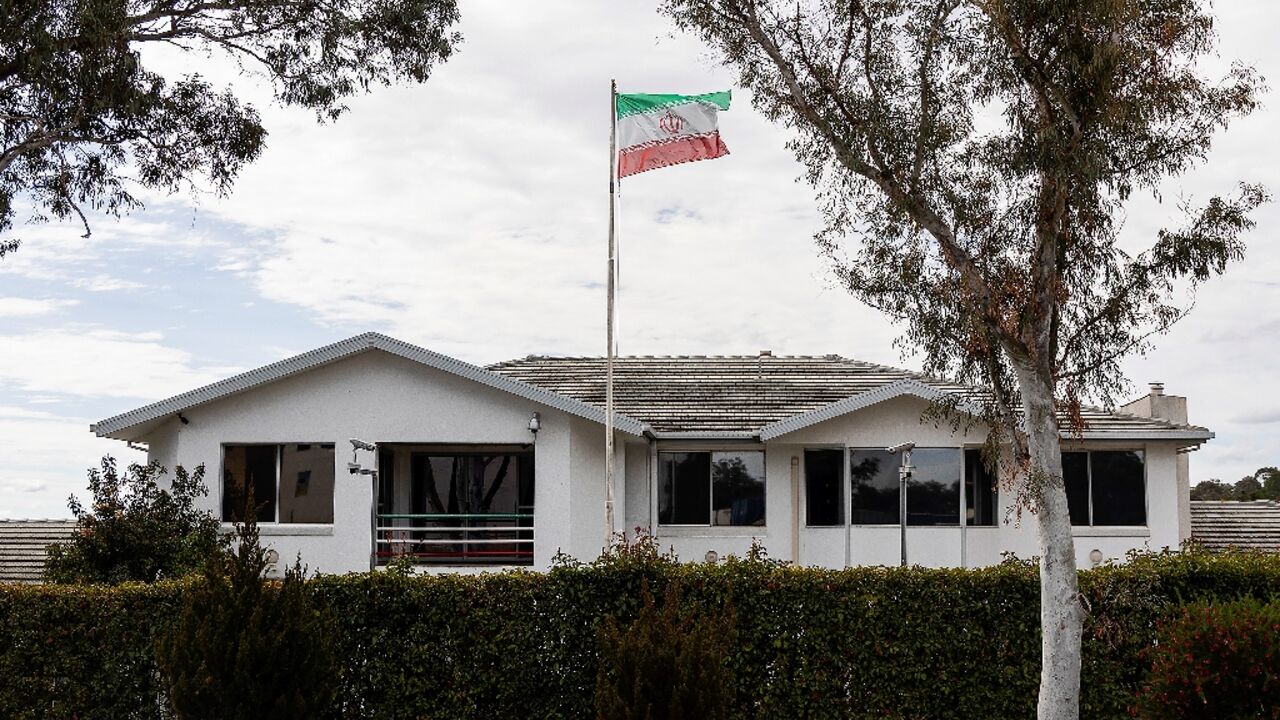 The Iranian national flag flies over the Iranian embassy building in Canberra on August 26, 2025 The Iranian national flag flies over the Iranian embassy building in Canberra on August 26, 2025