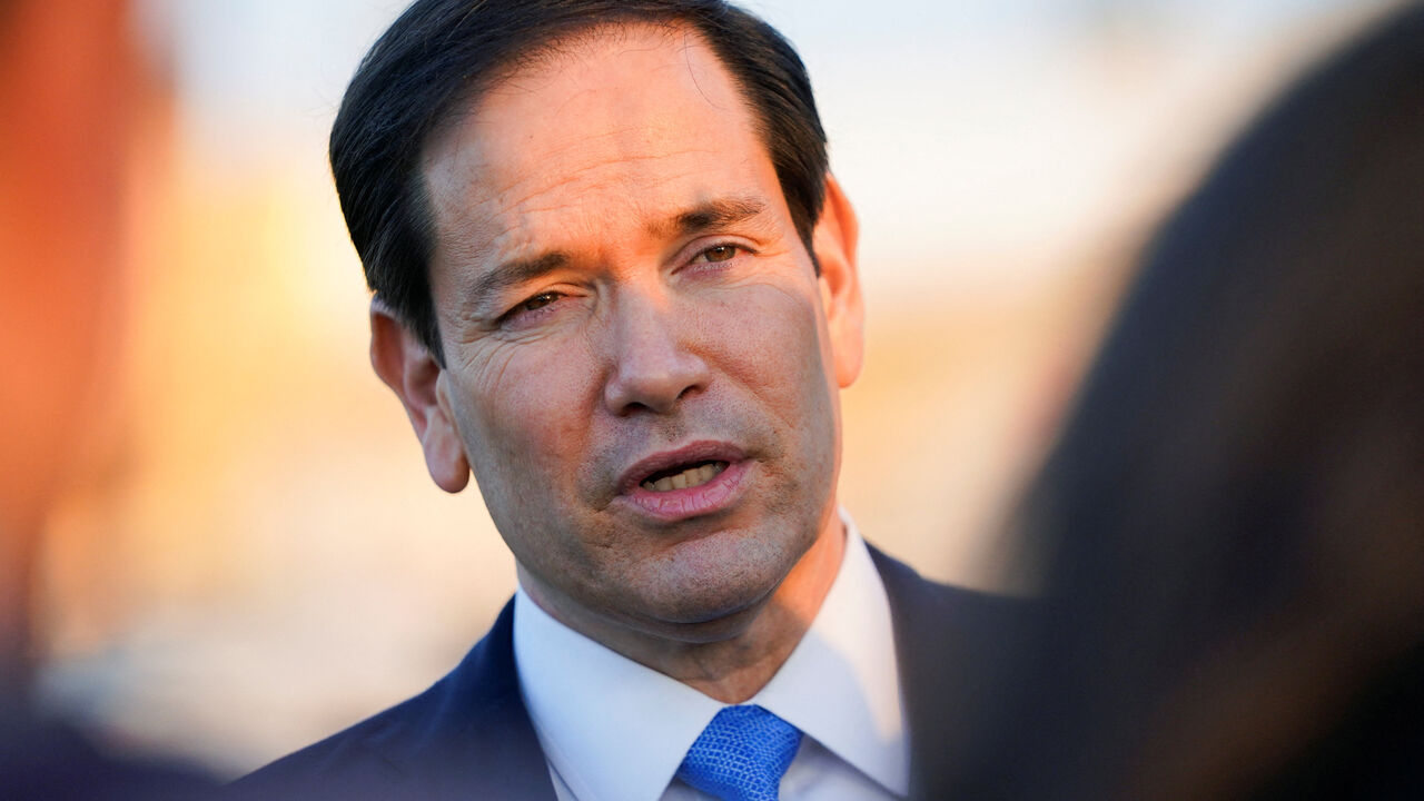 U.S. Secretary of State Marco Rubio speaks at Ben Gurion International Airport, as he departs Tel Aviv for Qatar following an official visit, near Lod, Israel, September 16, 2025. REUTERS/Nathan Howard/Pool/File Photo