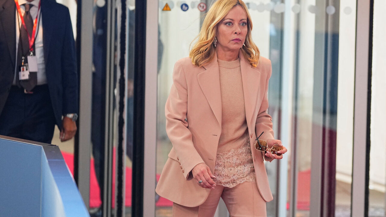 Italy's Prime Minister Giorgia Meloni arrives on the day of the European Political Community summit in Copenhagen, Denmark, October 2, 2025. Thomas Traasdahl/Ritzau Scanpix/via REUTERS