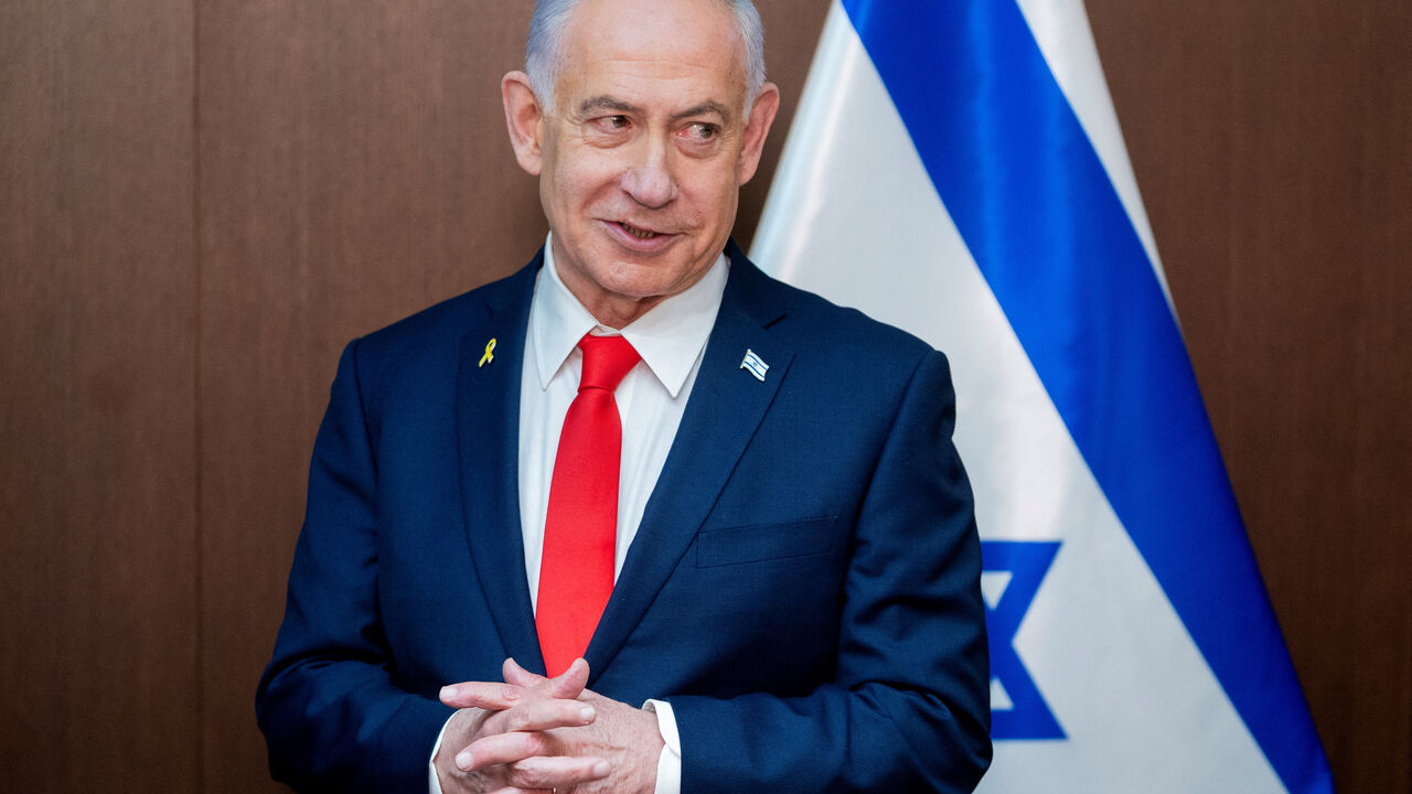 Israel's Prime Minister Benjamin Netanyahu speaks during a meeting with U.S. Vice President JD Vance (not pictured) at the Prime Minister's Office in Jerusalem, October 22, 2025. Nathan Howard/Pool via REUTERS