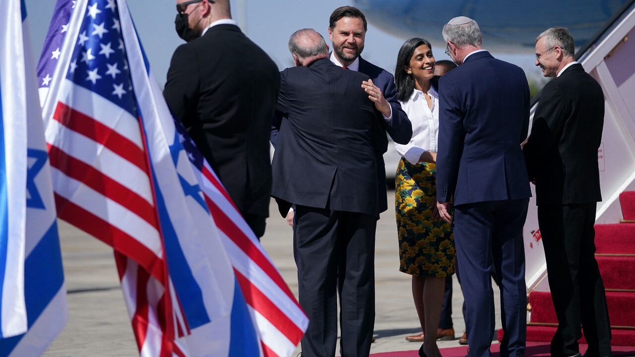 US Vice President JD Vance and Second Lady Usha Vance greet US Ambassador