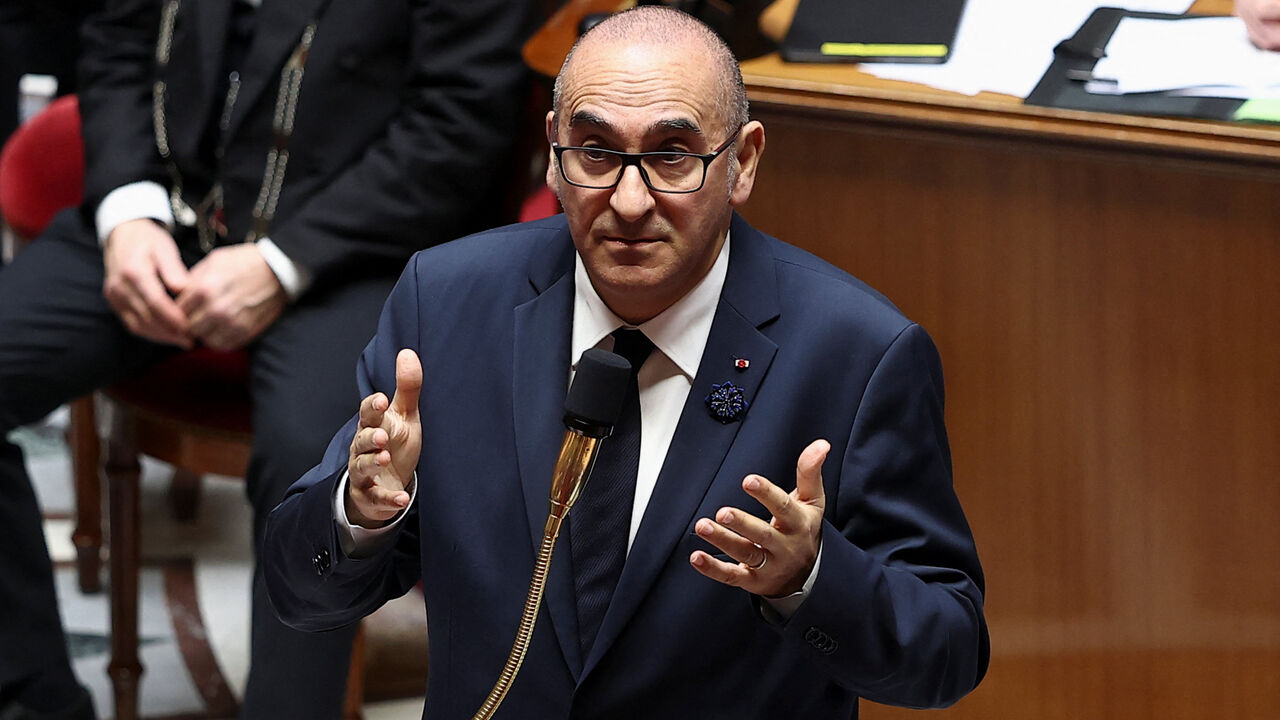 French Interior Minister Laurent Nunez speaks as he attends the questions to the government session at the National Assembly in Paris, France, November 12, 2025. REUTERS/Gonzalo Fuentes