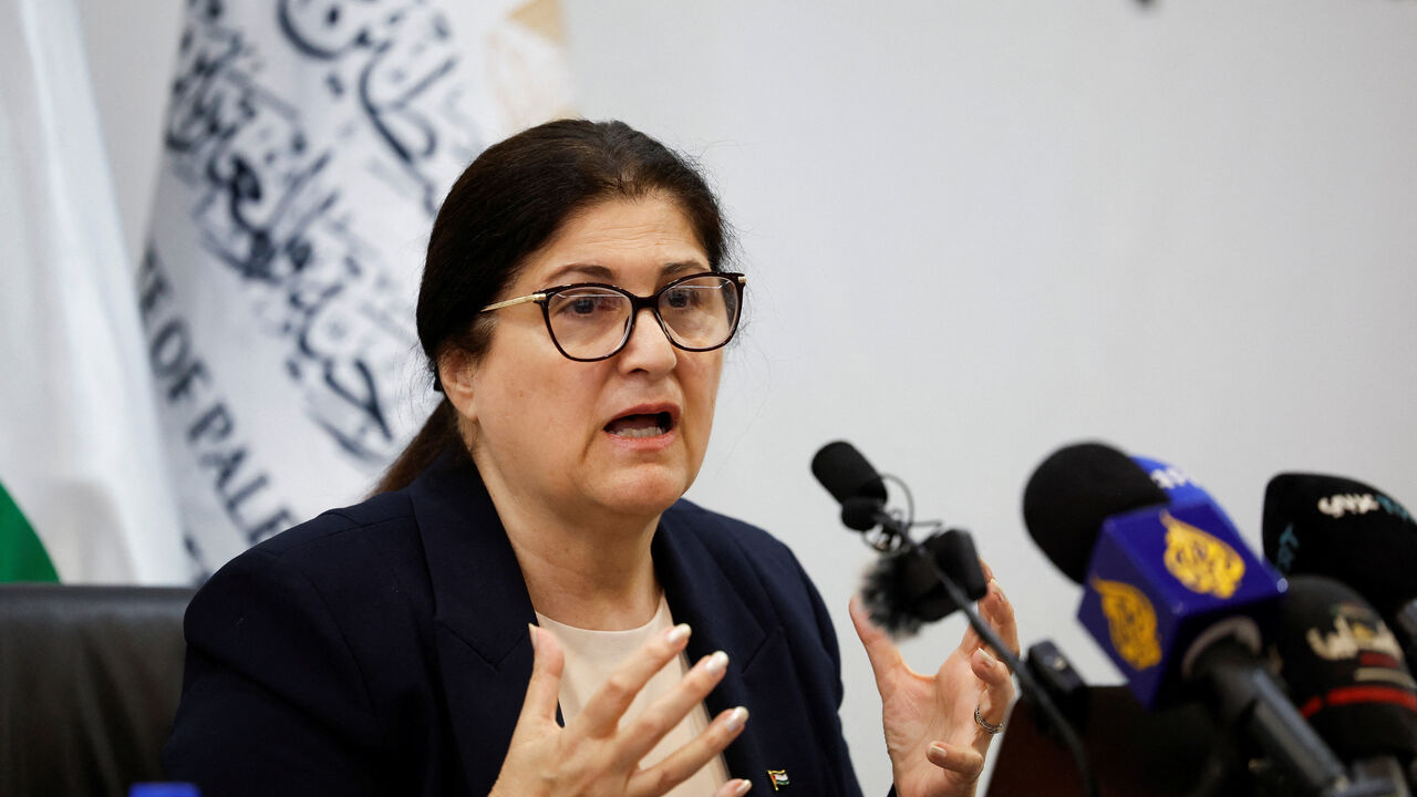 Palestinian Minister of Foreign Affairs Varsen Aghabekian Shahin attends a press conference in Ramallah in the Israeli-occupied West Bank, September 21, 2025. REUTERS/Mohammed Torokman