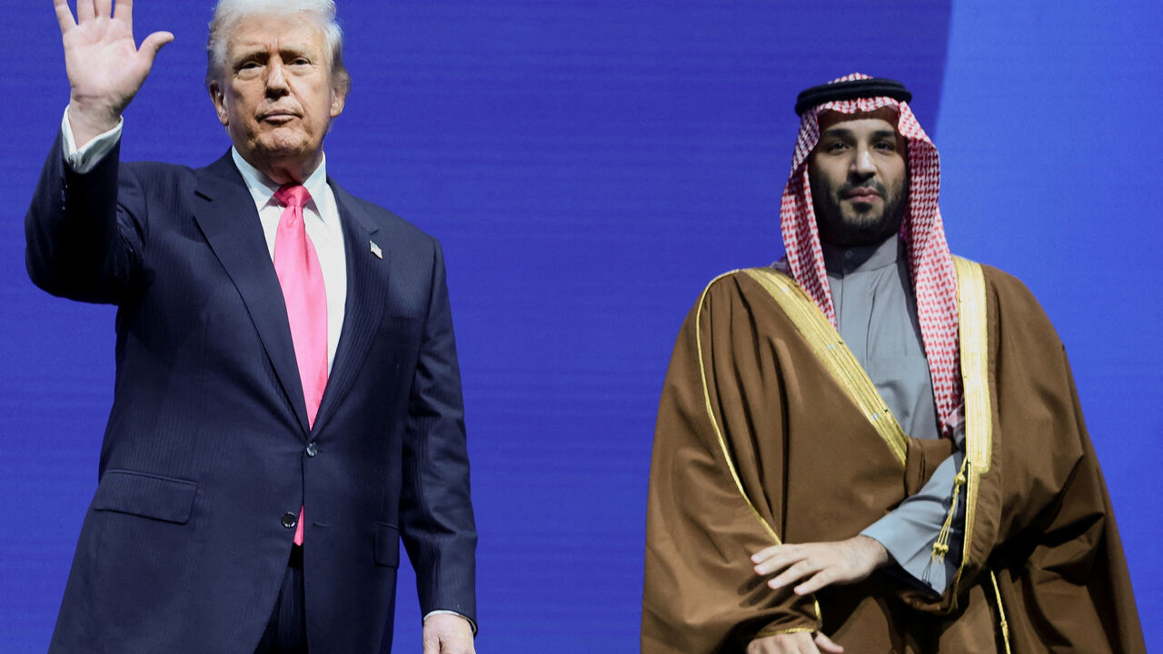FILE PHOTO: U.S. President Donald Trump and Crown Prince and Prime Minister Mohammed bin Salman of Saudi Arabia attend the U.S.-Saudi Investment Forum in Washington, D.C., U.S., November 19, 2025. REUTERS/Evelyn Hockstein/File Photo