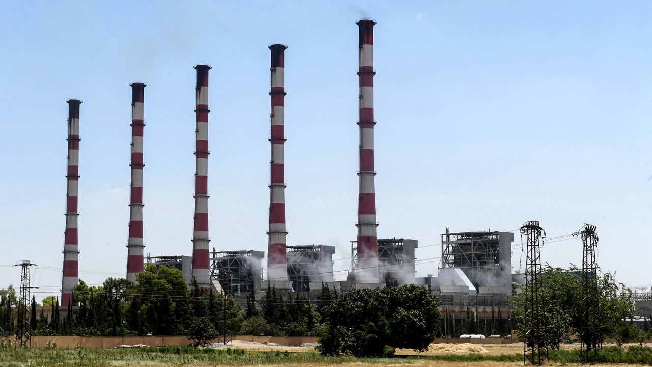 This picture taken on July 10, 2022, shows a view of the thermal natural gas and fuel oil power plant serving Syria's northern city of Aleppo.