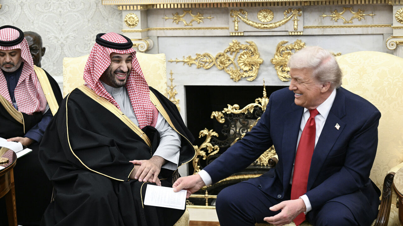 US President Donald Trump meets with Crown Prince and Prime Minister of the Kingdom of Saudi Arabia Mohammed bin Salman in the Oval Office of the White House in Washington, DC on Nov. 18, 2025. 