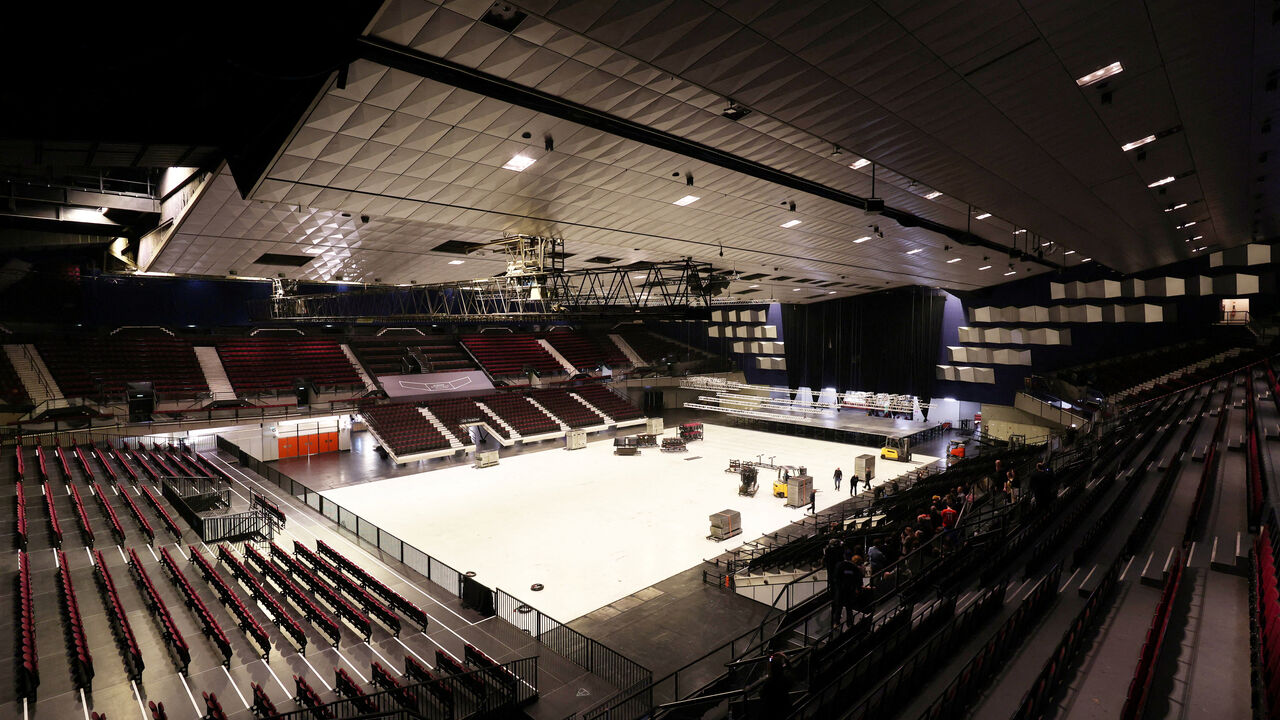 Construction work is ongoing in the main hall of Wiener Stadthalle the venue of next year's Eurovision Song Contest, in Vienna, Austria, November 18, 2025. REUTERS/Leonhard Foeger